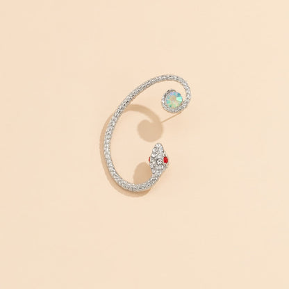 Cubic Zirconia & Silvertone Snake Ear Cuff