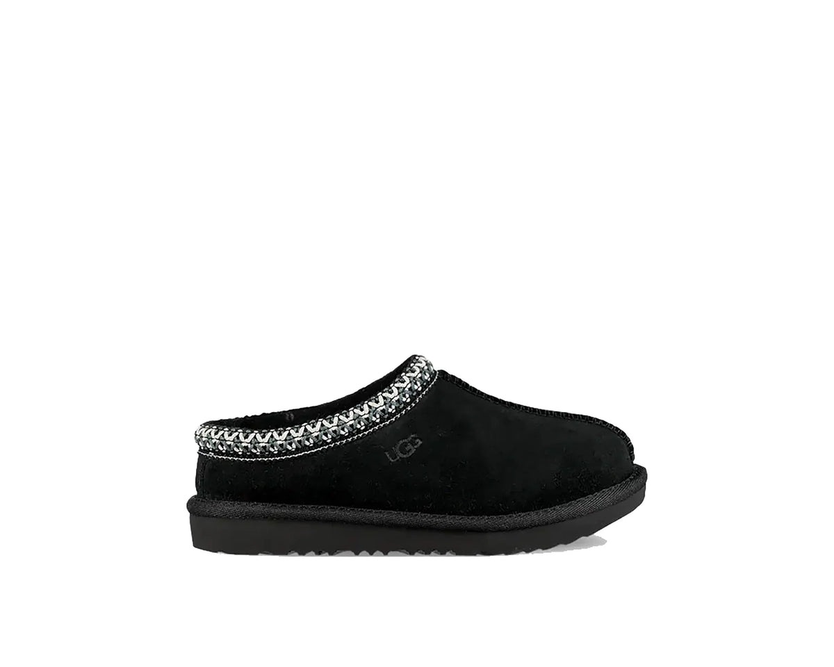 UGG Tasman Little/Big Kids' Slippers — Black Suede Sheepskin