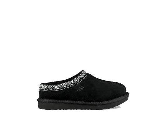 UGG Tasman Little/Big Kids' Slippers — Black Suede Sheepskin