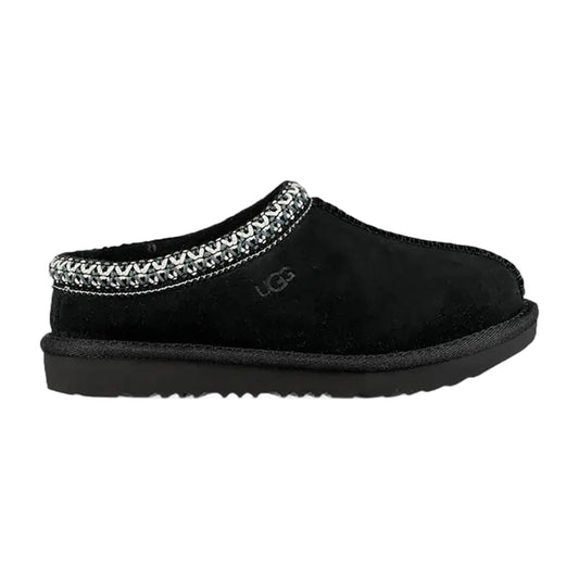 UGG Tasman Little/Big Kids' Slippers — Black Suede Sheepskin