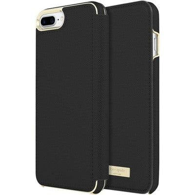 Kate Spade Black Leather Folio Case Iphone 7+