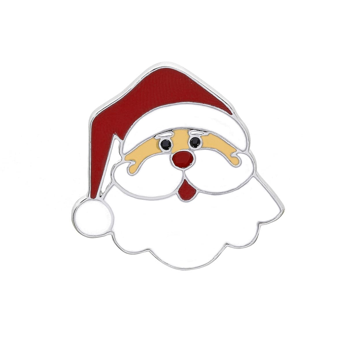 Red & Silvertone Santa Brooch