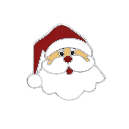 Red & Silvertone Santa Brooch