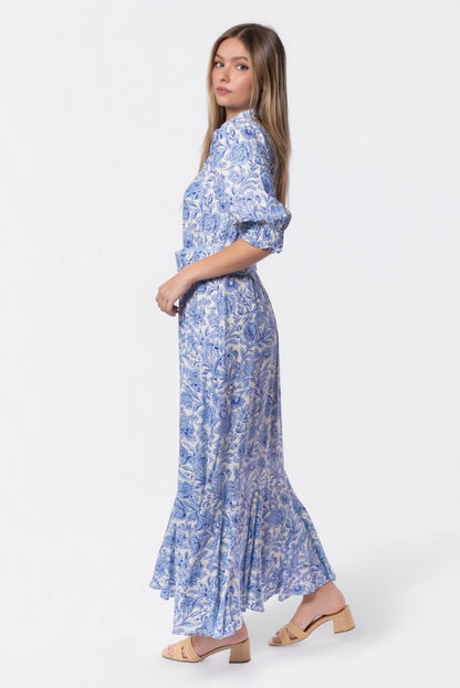 Karen Dress (White/Blue)