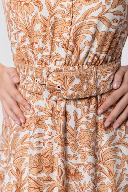 Karen Dress (White/Khaki)