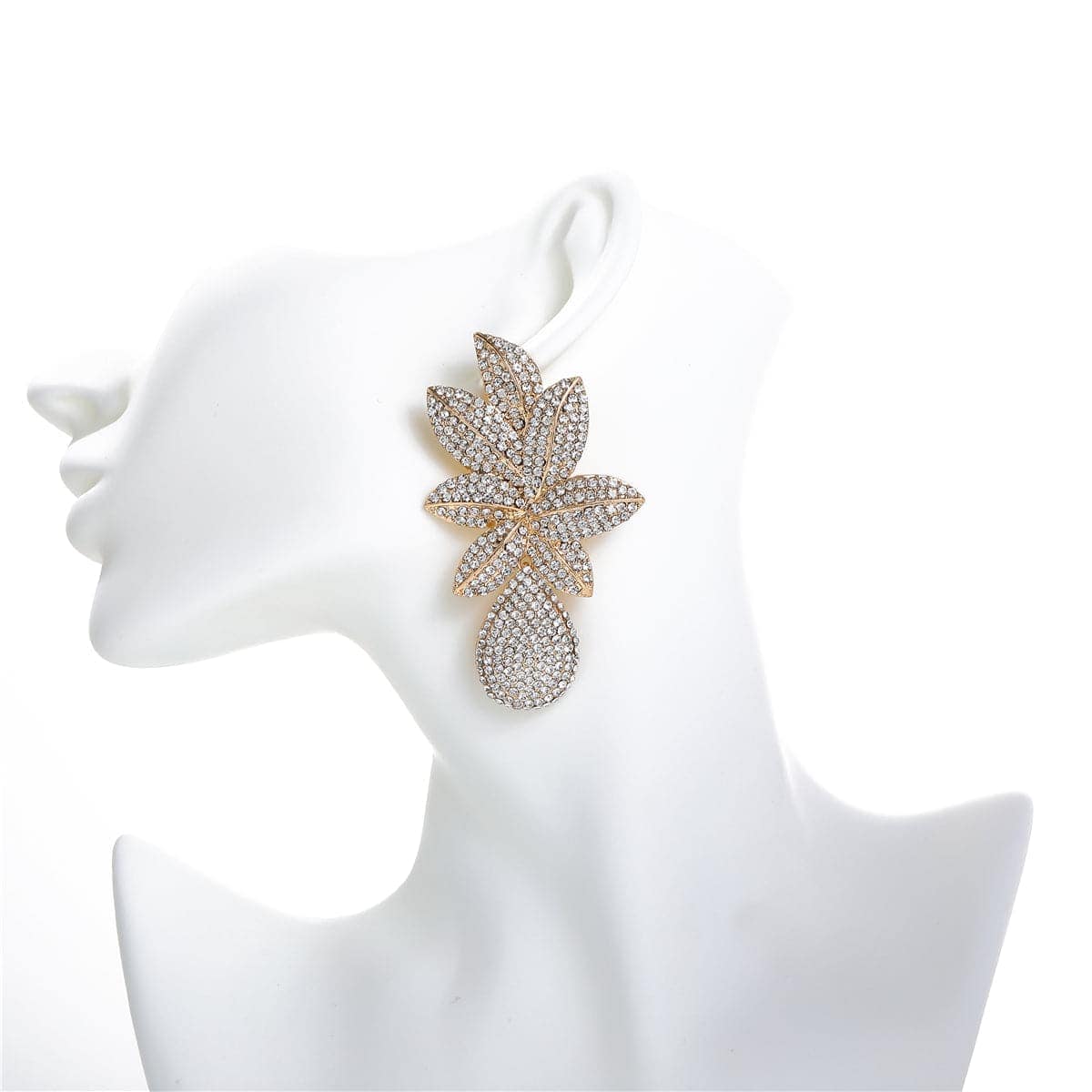 Cubic Zirconia Goldtone Flower Drop Earrings
