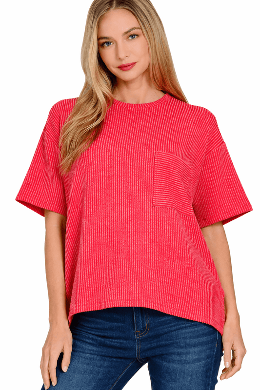 Stella B. Clothing Moxy Favorite Ribbed Pocket Spring Top