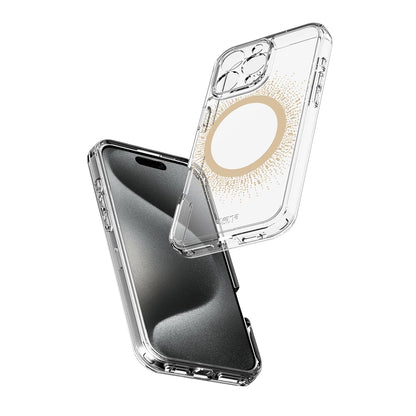 Avana Creation - Aura Gold Case for Iphone 16 Pro, Clear Phone Case with Metallic Design, Compatible with Magsafe, Anti-Yellowing, Self-Healing & 100% Recycled Materials