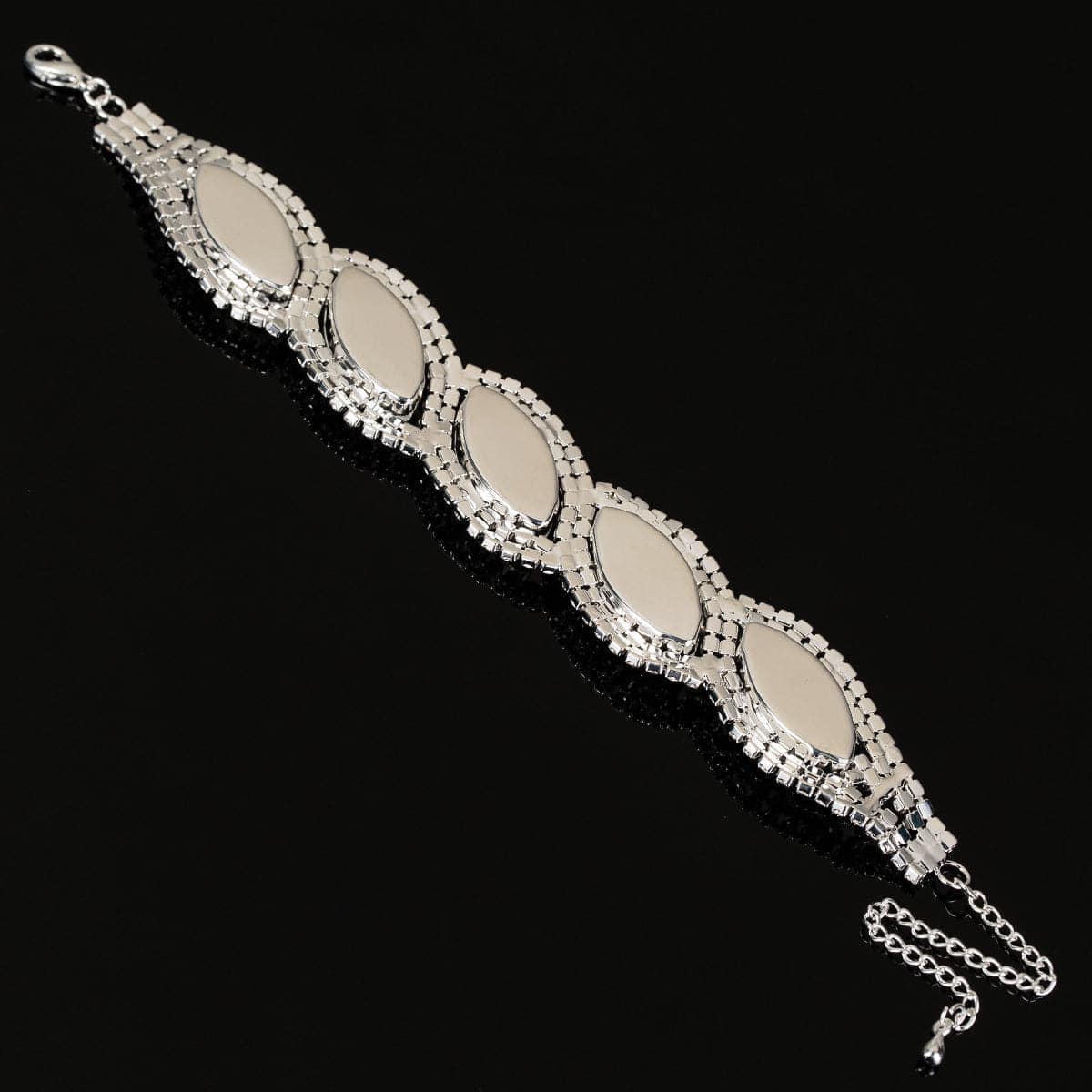Cubic Zirconia & Silvertone Marquise Bracelet