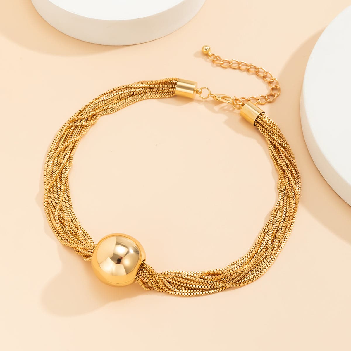 Goldtone Ball Mutli-Chain Collar Necklace Necklace
