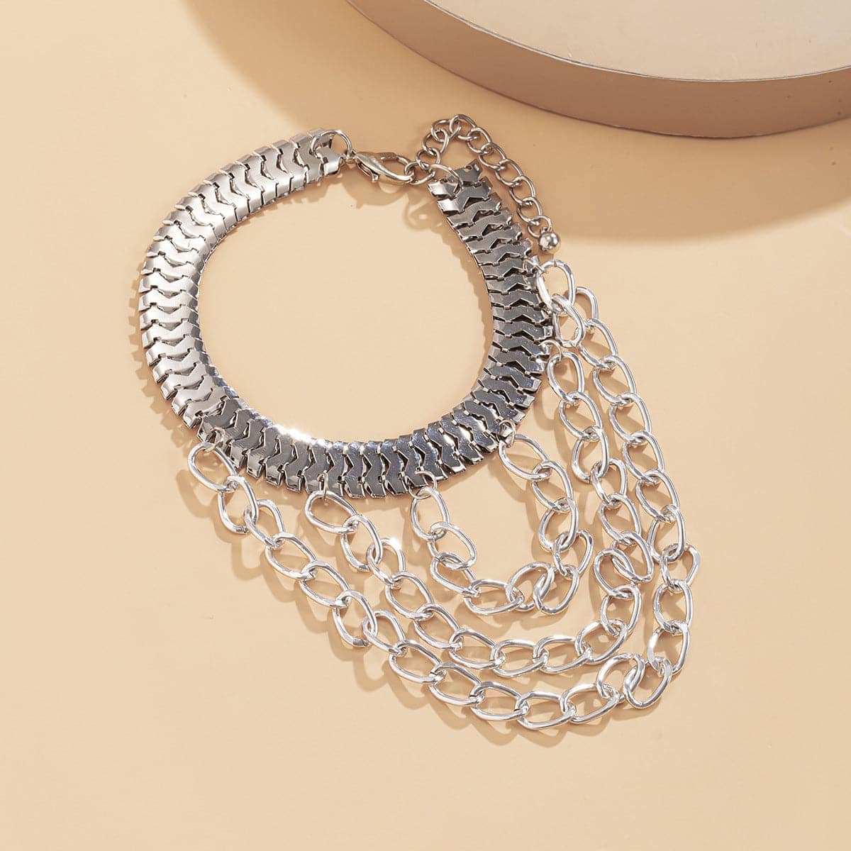 Silvertone Snake Chain Layered-Tassel Anklet