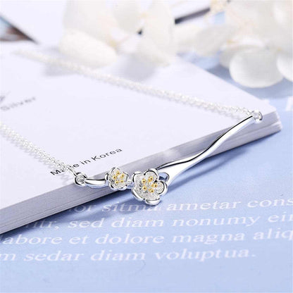 Two Tone Cherry Blossom Pendant Necklace
