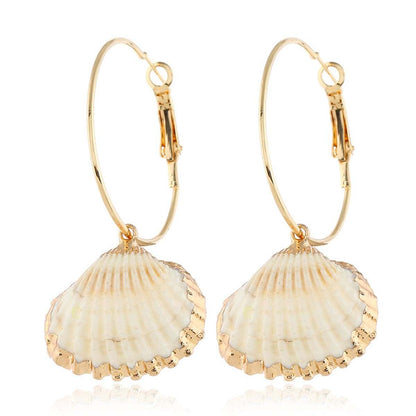 Shell & Goldtone Charm Hoop Earrings