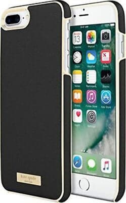 Kate Spade New York Wrap Case [Shock Absorbing] Fits Apple Iphone 7 Plus - Saffiano Black/Gold Logo Plate