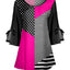 Hot Pink & Black Stripe Colorblock