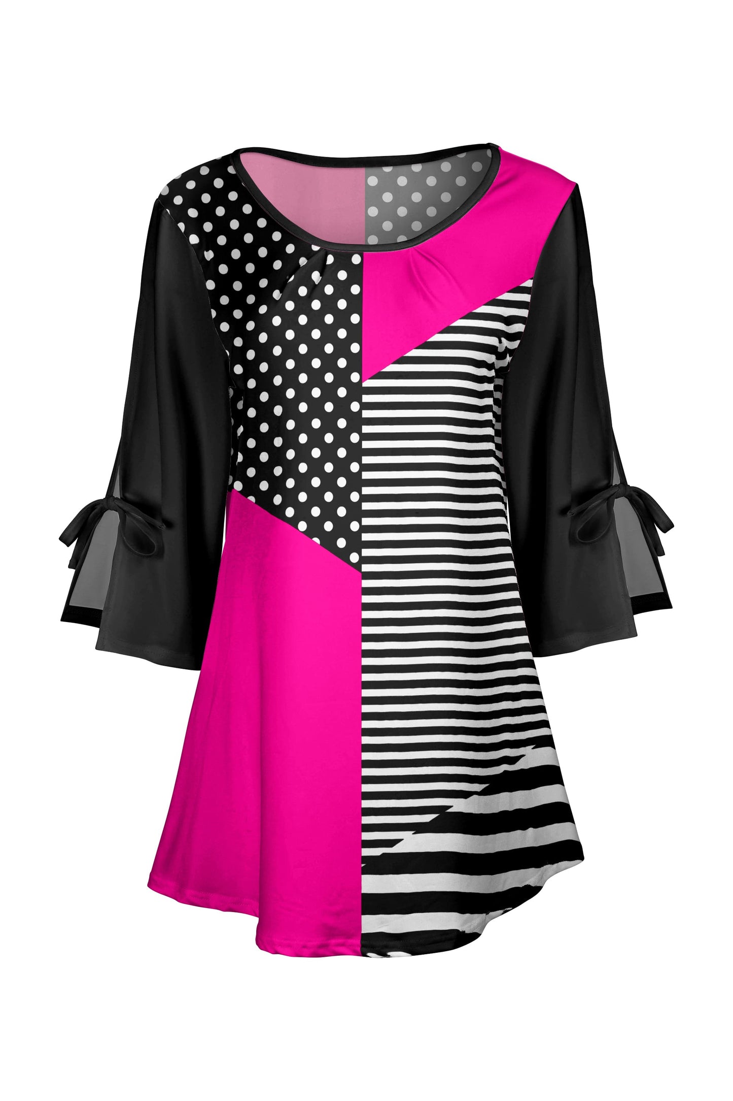 Hot Pink & Black Stripe Colorblock-