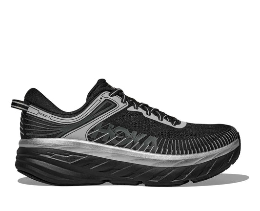 HOKA Bondi 7 Men's Running Shoes — Black/Stardust Knit Low-Top