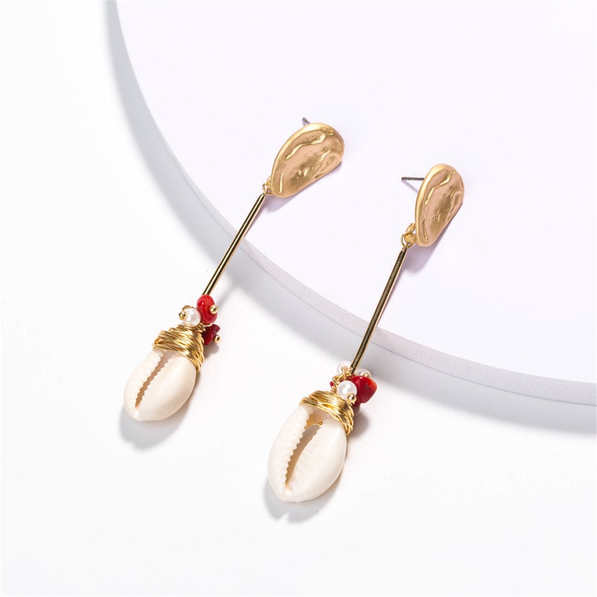 Shell & Resin Goldtone Wrapped Drop Earrings