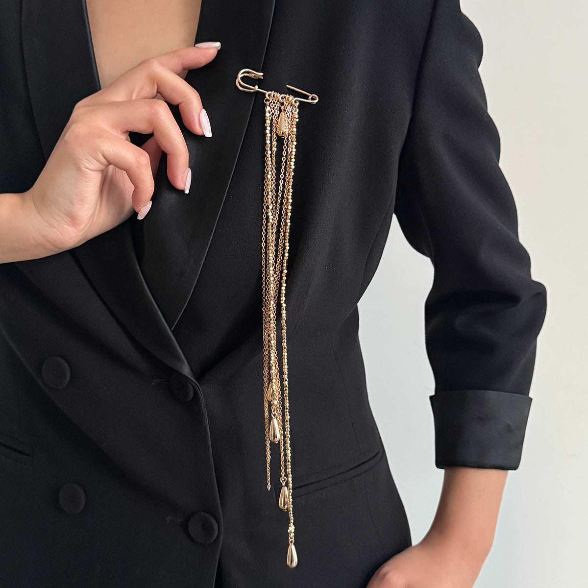 Goldtone Drop Tassel Pin Brooch