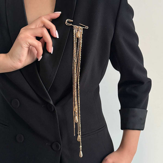 Goldtone Drop Tassel Pin Brooch