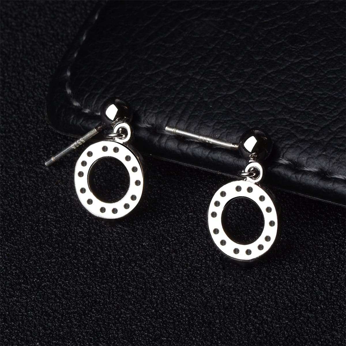 Cubic Zirconia & Silvertone Ring Drop Earrings