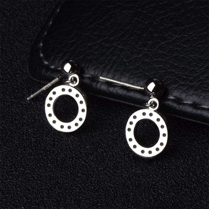 Cubic Zirconia & Silvertone Ring Drop Earrings