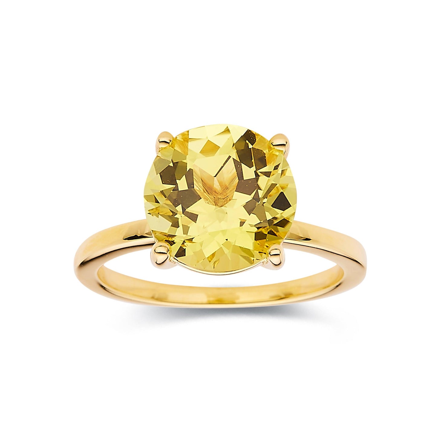 4.00 Ct Round Yellow Sapphire Prong 18k Yellow Gold Over Silver Solitaire Ring