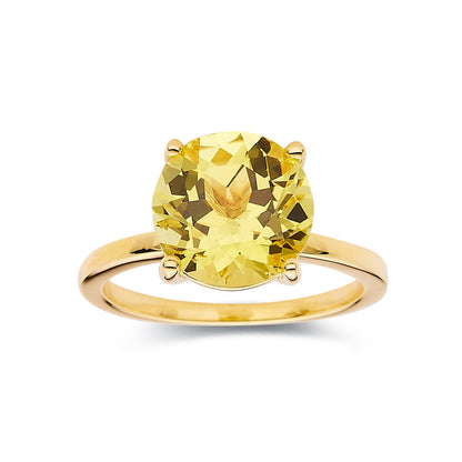 4.00 Ct Round Yellow Sapphire Prong 18k Yellow Gold Over Silver Solitaire Ring