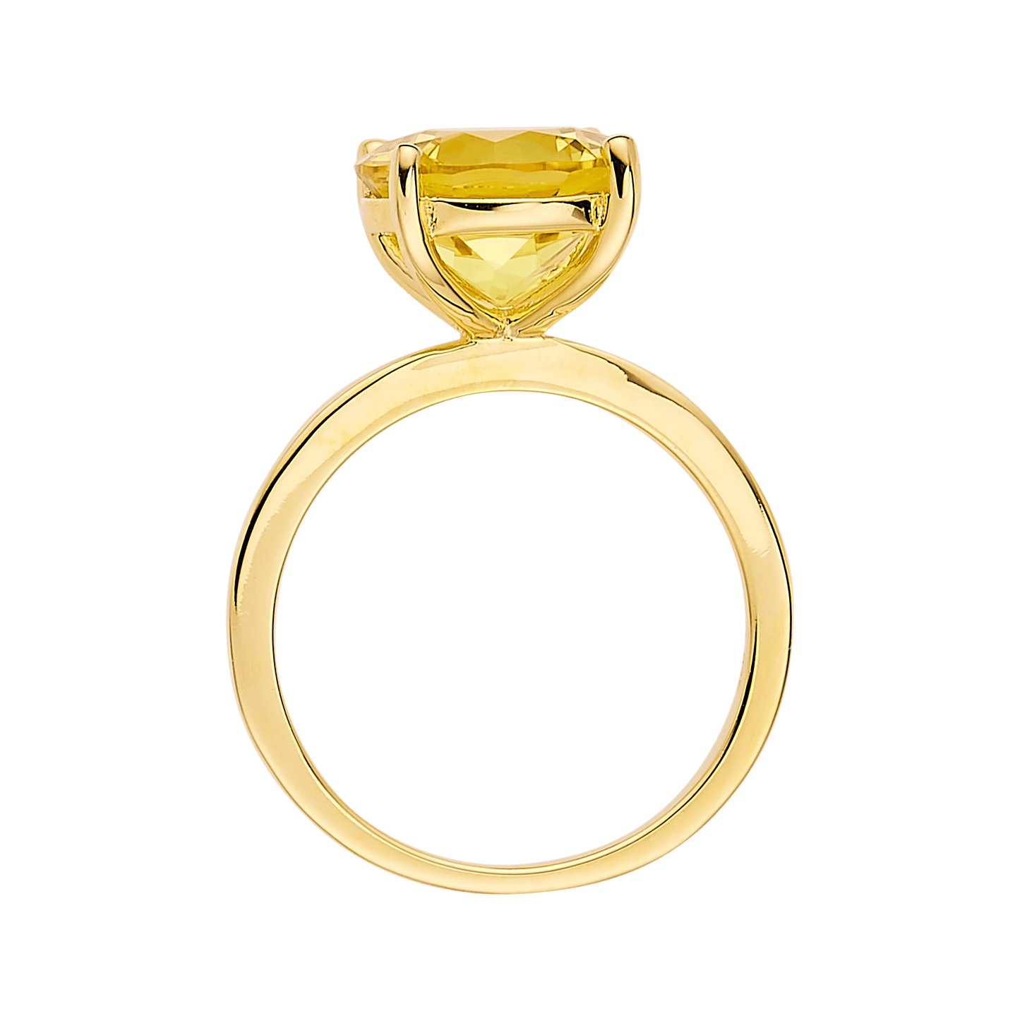 4.00 Ct Round Yellow Sapphire Prong 18k Yellow Gold Over Silver Solitaire Ring