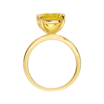 4.00 Ct Round Yellow Sapphire Prong 18k Yellow Gold Over Silver Solitaire Ring
