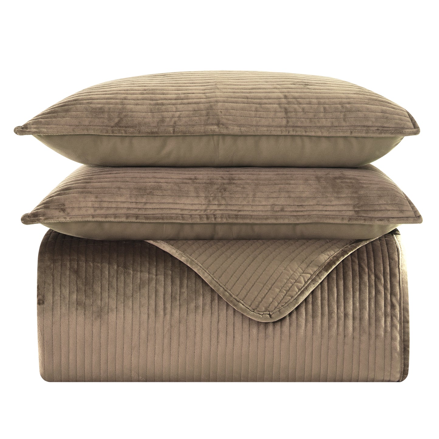 Elegant Comfort 3-Piece Velvet Corduroy Stripe Quilted Bedspread Coverlet Set