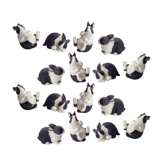 Melrose International Black and White Playful Rabbit Figurine (Set of 16)