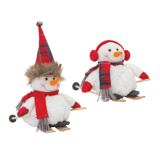 Melrose International Plush Winter Sport Snowman Shelf Sitter (Set of 2)