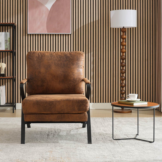 4 Supply Mid-Century Modern Chair Upholstered Lounge Arm Chair With Iron Frame And Thicker Cushion For Living Room, Reading, Balcony