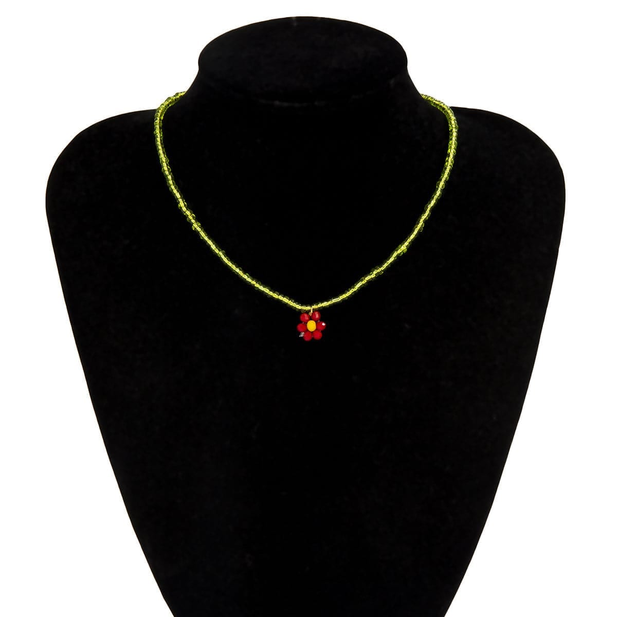 Green Acrylic & Howlite Beaded Flower Necklace