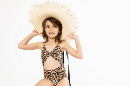 Marina West Tie-Front Cutout One Piece Swimsuit (F1805) - Cheetah