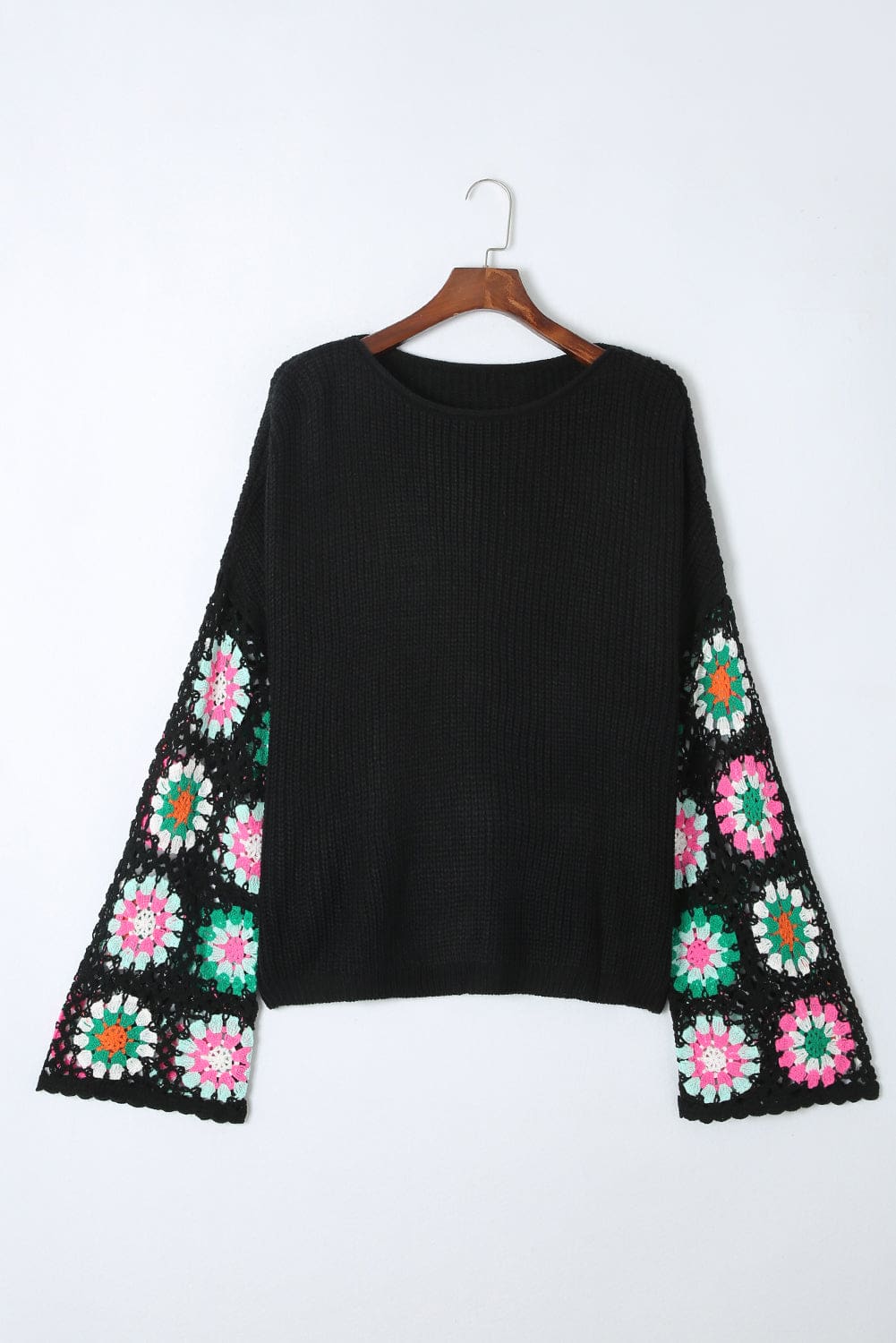 Avery Bell Sleeve Loose Sweater - Black / M - 8/10
