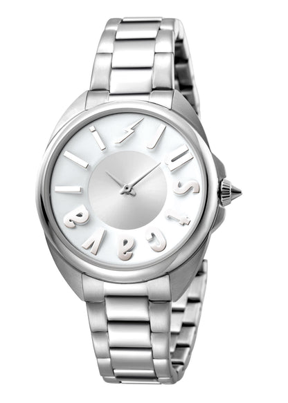 Jc1l008m0065 Women's Just Cavalli Logo Silver Stainless Steel Quartz Watch