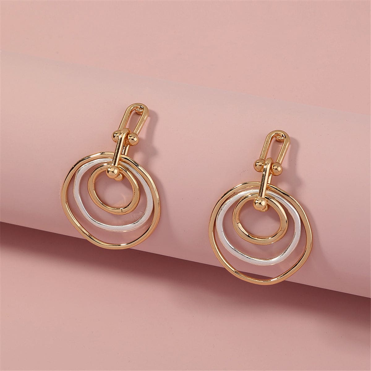 Two-tone Ripple Drop Earrings