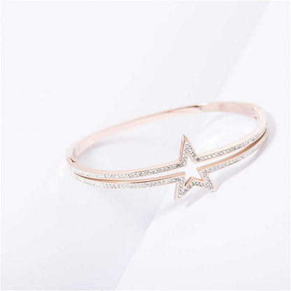 Cubic Zirconia & Rose Goldtone Openwork Star Bangle