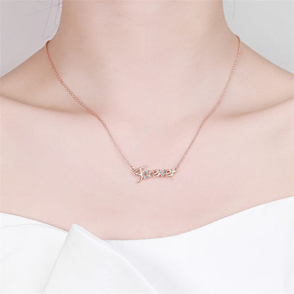 Cubic Zirconia & Rose Goldtone 'Forever' Pendant Necklace