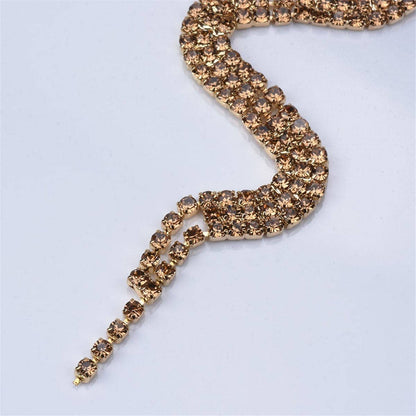 Cubic Zirconia & Goldtone Snake Drop Earrings