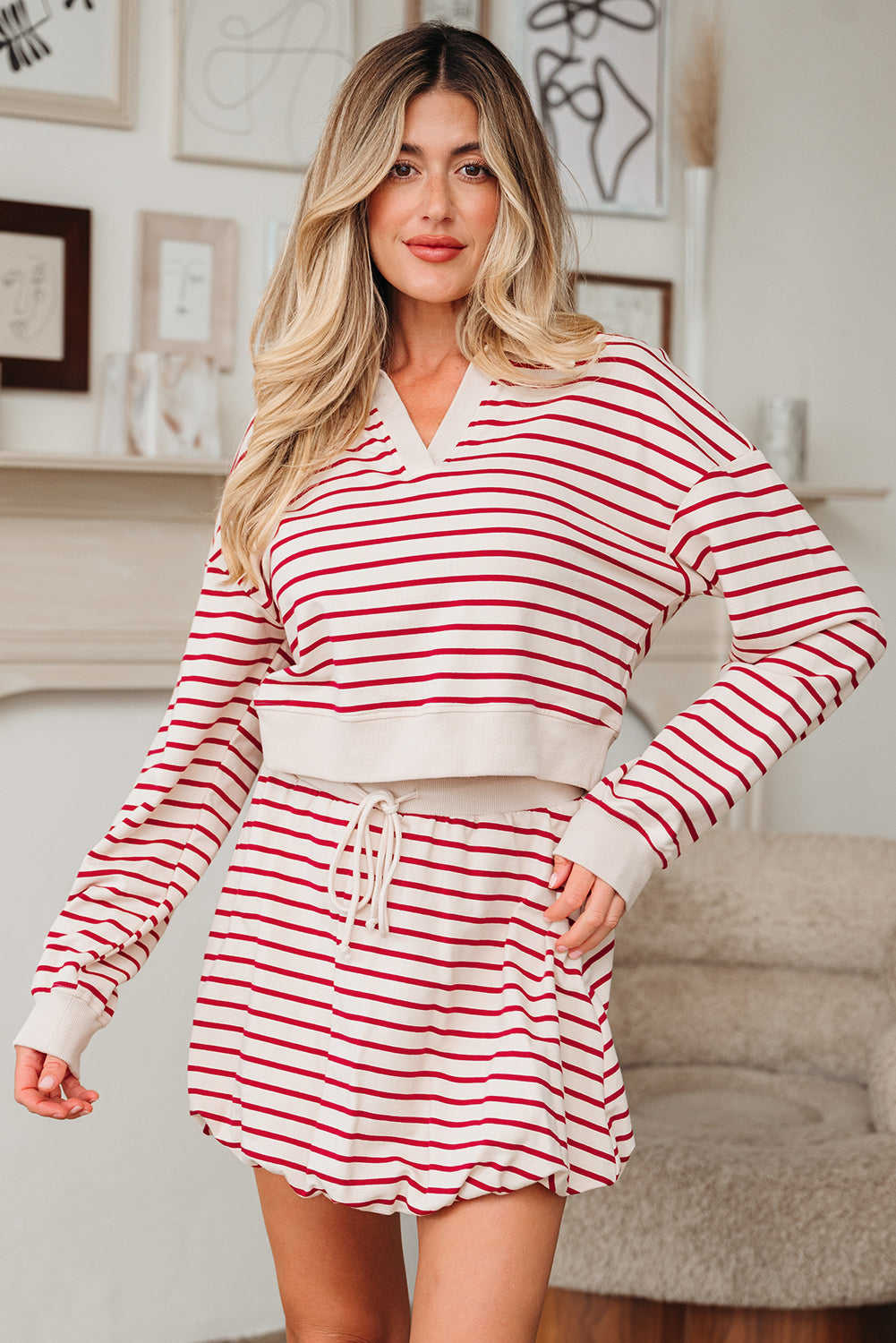 Zahra and Bubble Mini Skirt Set - Red Stripe / L - 12/14
