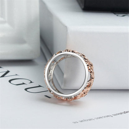 Cubic Zirconia & Two-Tone Sunflower Band Ring-16