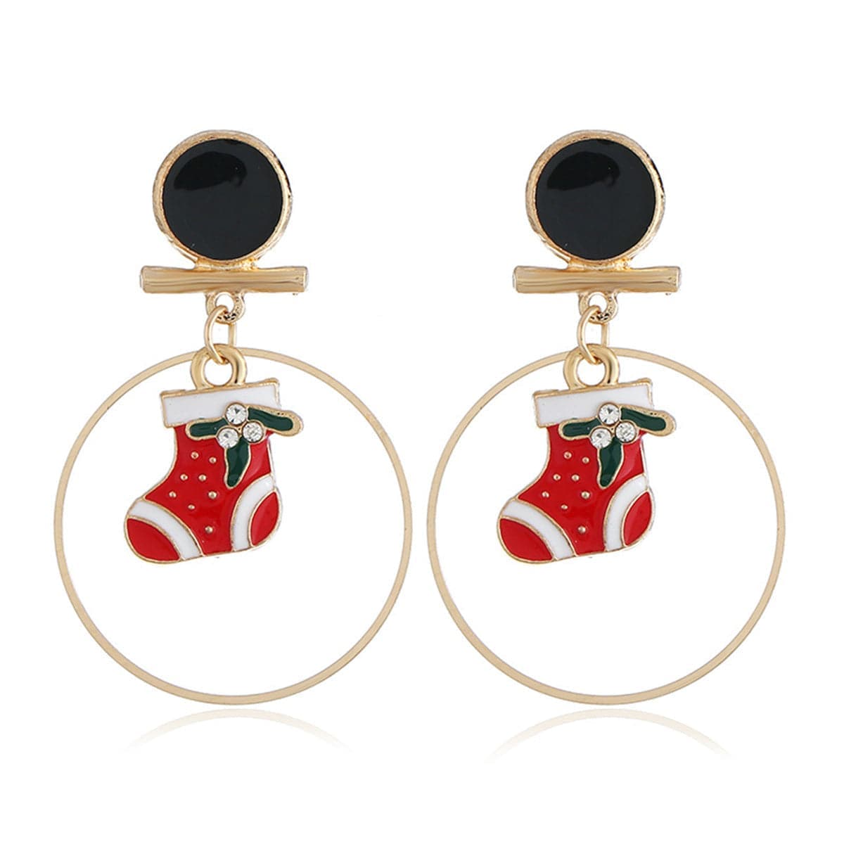 Cubic Zirconia & Goldtone Suspended Stocking Drop Earrings
