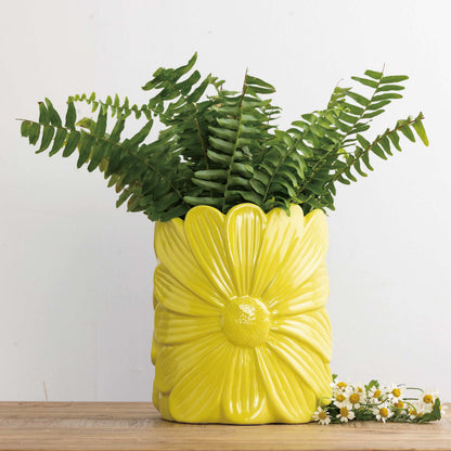 Dolomite Daisy Planter Yellow for Spring Garden Decor