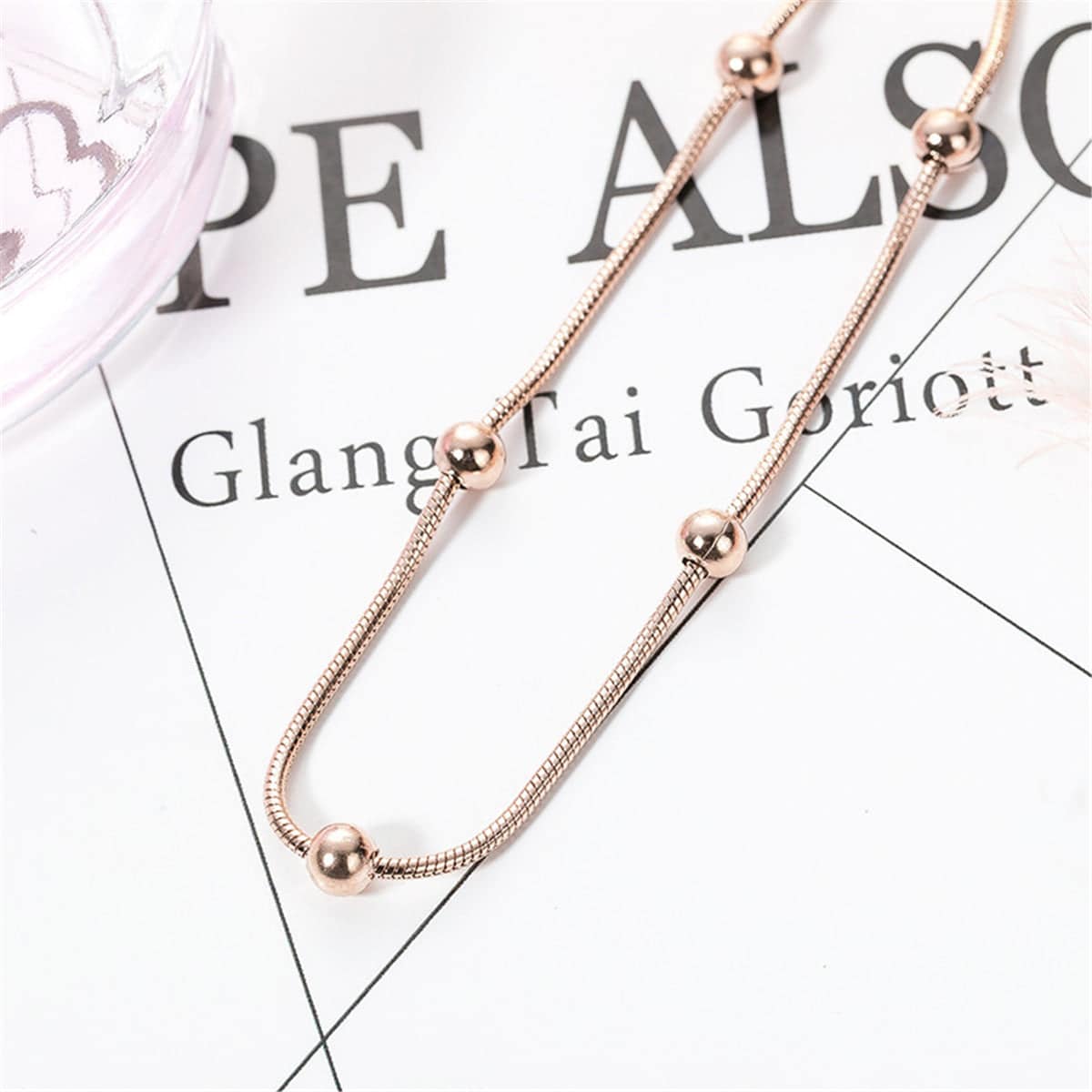 Rose Goldtone Station Anklet
