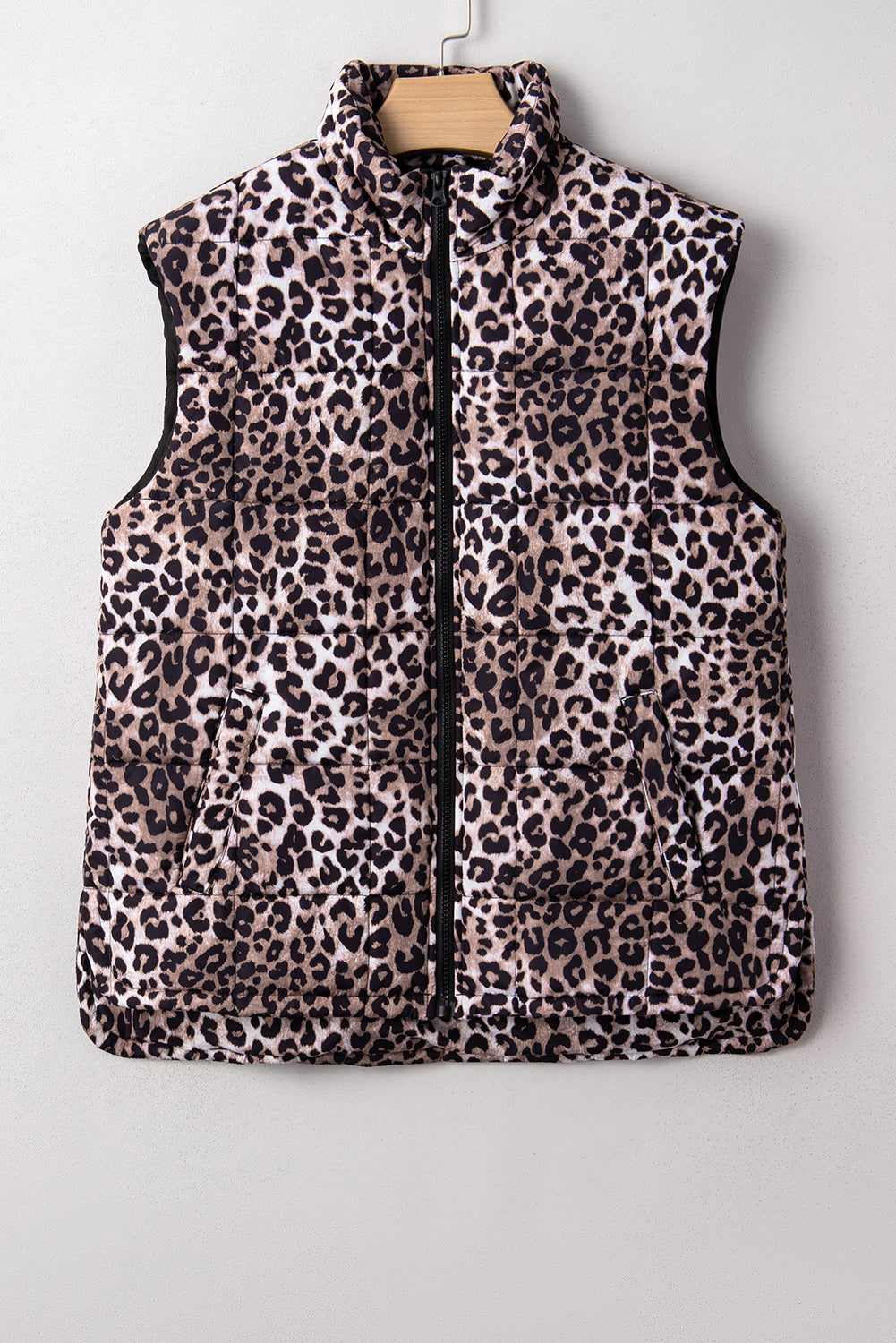 Aria Zipper Casual Puff Vest - Brown / L - 12/14