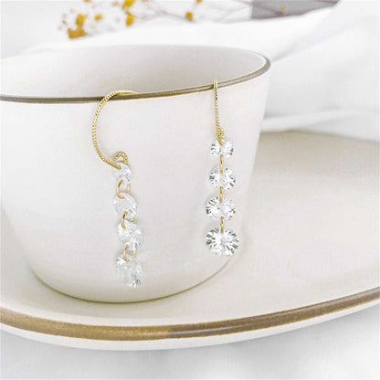 Cubic Zirconia & Goldtone Linked Threader Earrings