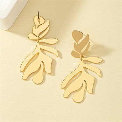 Goldtone Palm Frond Drop Earrings
